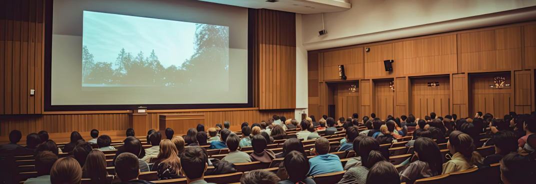 大教室で授業を受講 !