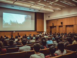 大教室で授業を受講 !